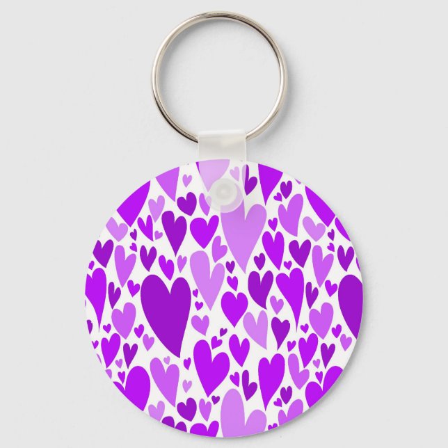 Porte-clés Coeurs violets super et romantiques Saint-Valentin (Recto)