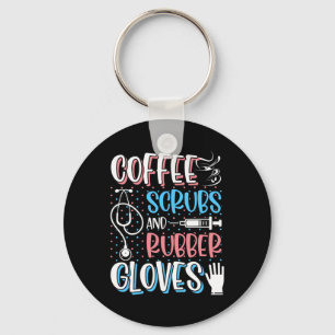 Porte-clés COFFEE SCRUBS RUBBER GLOVES RN Infirmière inscrite