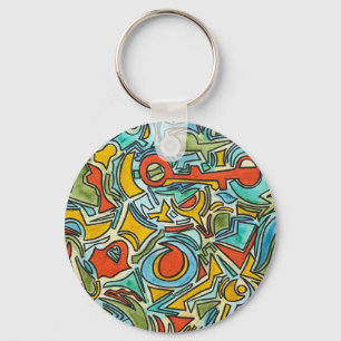 Porte-clés Coffre au trésor - Art aquarelle coloré gras