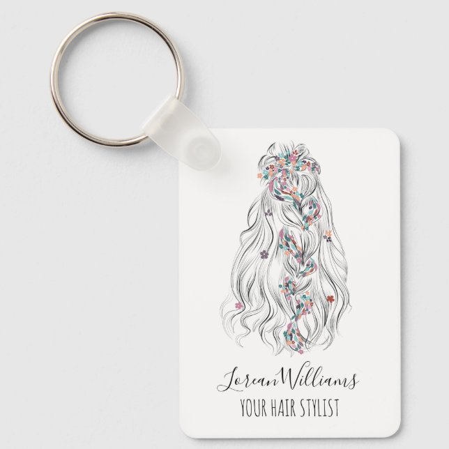 Porte-clés Coiffeur de mariage Cheveux ondulés noirs et blanc (Recto)