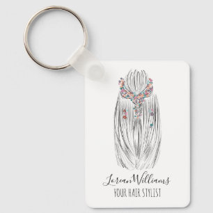 Porte-clés Coiffeur Stylé Cheveux Pastel Tresse Coiffure QR