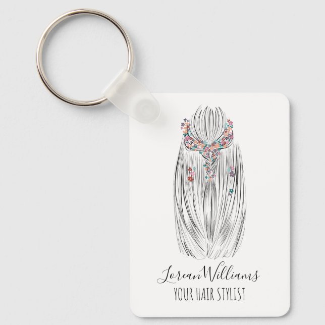 Porte-clés Coiffeur Stylé Cheveux Pastel Tresse Coiffure QR  (Recto)