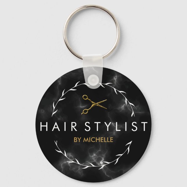 Porte-clés Coiffeuse en marbre noir moderne (Recto)