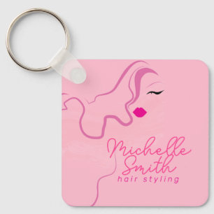 Porte-clés Coiffure ondulée rose minimaliste moderne QR