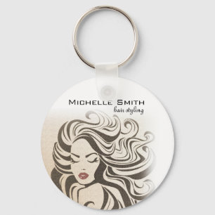 Porte-clés Coiffure Stylo Extensions cheveux bouclés Sepia Re