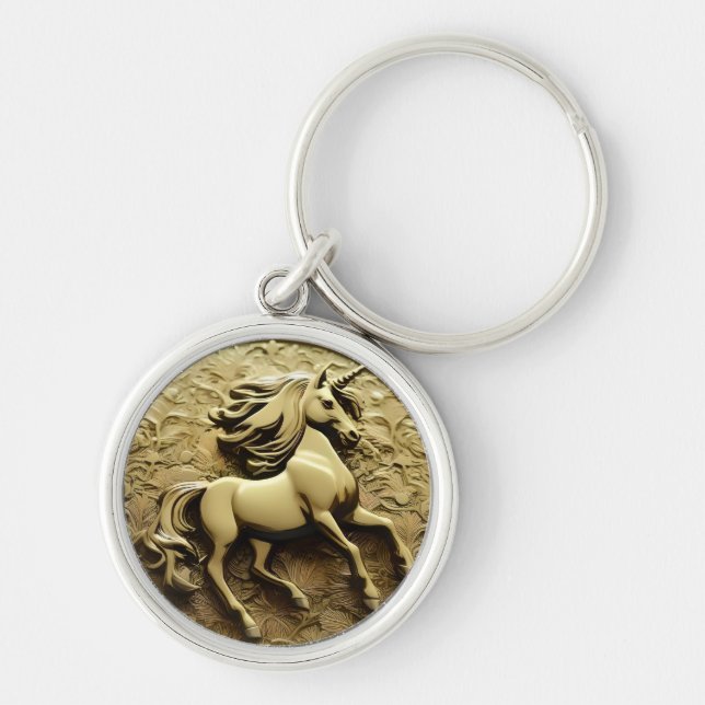 Porte-clés Coin Unicorne Or Rond (Devant)