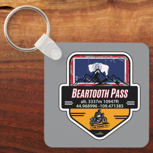 Porte-clés Col de Beartooth sur la US 212 01 en moto (Recto)