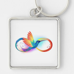 Porte-clés Colibri arc-en-ciel avec symbole de l'infini
