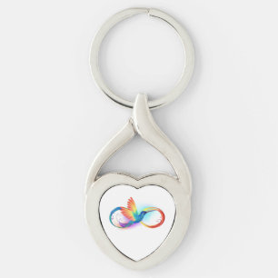 Porte-clés Colibri arc-en-ciel avec symbole Infinity
