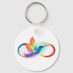 Porte-clés Colibri arc-en-ciel avec symbole Infinity