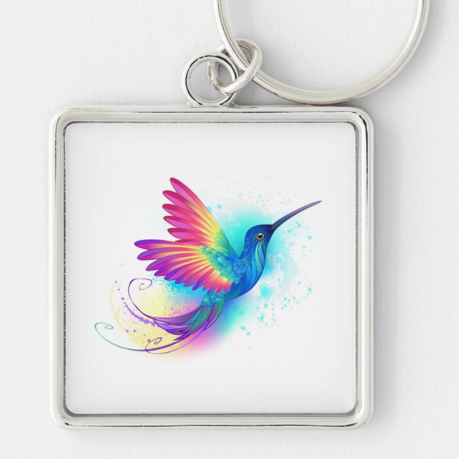 Porte-clés Colibri arc-en-ciel exotique (Devant)