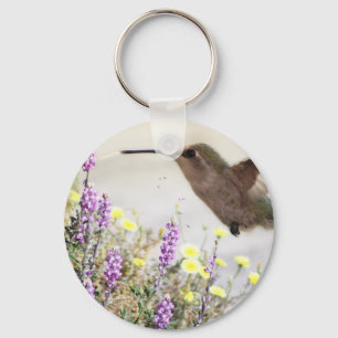 Porte-clés Colibri et Art numérique Fleur sauvage