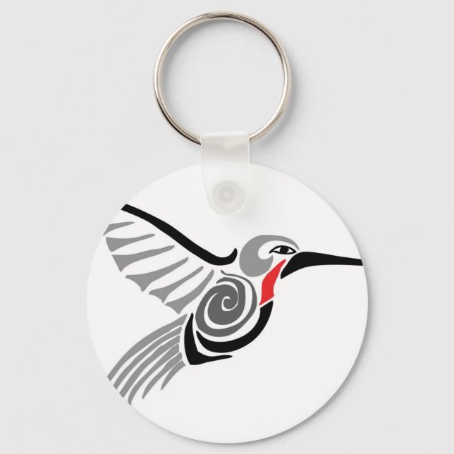 Porte-clés colibri gris à gorge rouge (Recto)