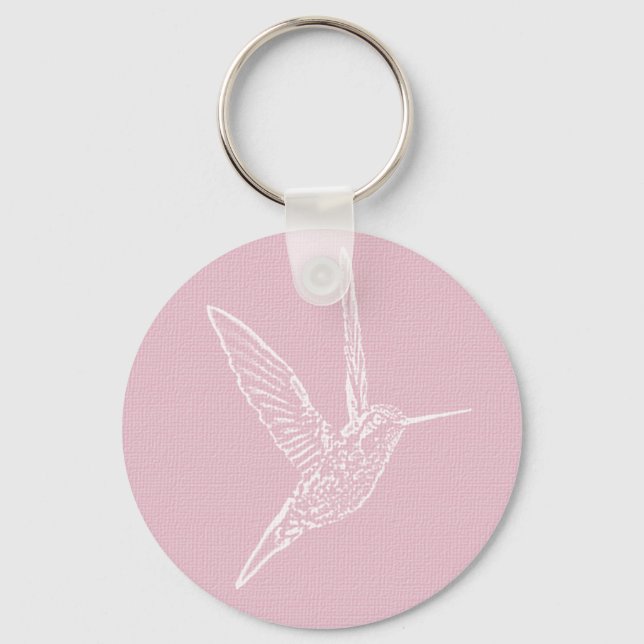 Porte-clés Colibri rose et blanc (Recto)