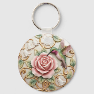 Porte-clés Colibri Vintage Rose Pink Floral Victorian