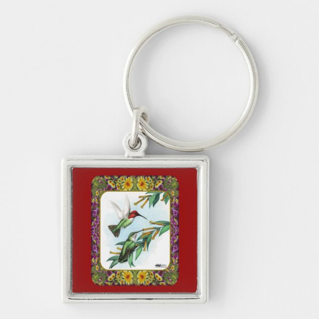 Porte-clés Colibris et fleurs #4 (Devant)