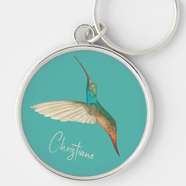 Porte-clés Colibris Turquoise Personnalisés (Devant)