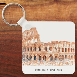 Porte-clés Colisée Rome Italie Aquarelle Voyage italien