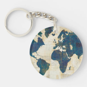 Porte-clés Collage de carte du monde