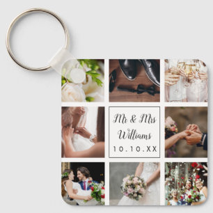 Porte-clés Collage de photos de mariage personnalisé