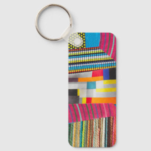 Porte-clés collage mini tissu et points anneaux