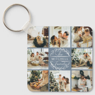 Porte-clés Collage photo de couple monogrammé   Cadeau bleu D
