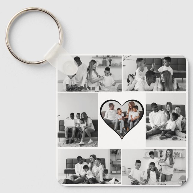 Porte-clés Collage photo noir et blanc 7 (Recto)