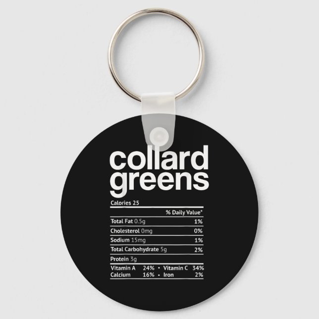 Porte-clés Collard Greens Nutrition Facts Funny Thanksgiving  (Recto)