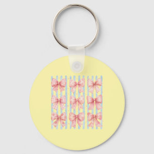 Porte-clés Collection Arc-en-ciel Ruban Rose Aquarelle Rayure
