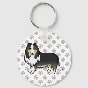 Porte-clés Colley Rough Tricolore Chien de Dessin Animé Migno