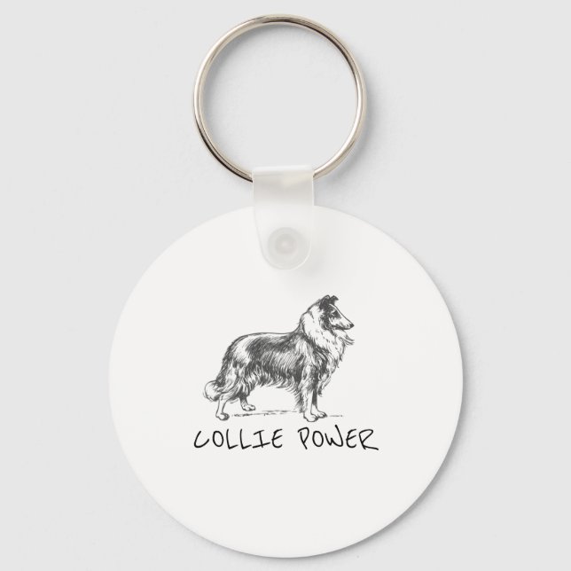 Porte-clés Collie chien "collie power" (Recto)