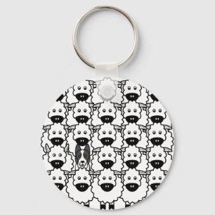 Porte-clés Collie frontalière lisse dans le mouton