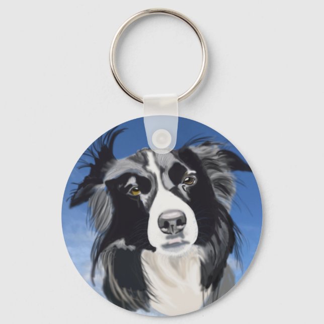 Porte-clés Collie noir et blanc   (Recto)