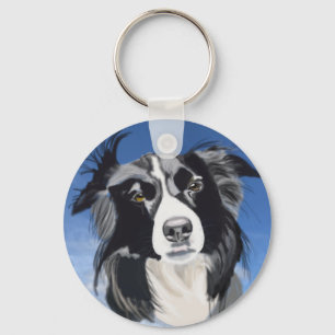 Porte-clés Collie noir et blanc