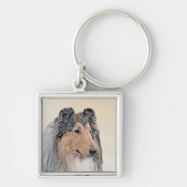 Porte-clés Collie (Rough) Peinture - Cute Original Chien Art (Devant)