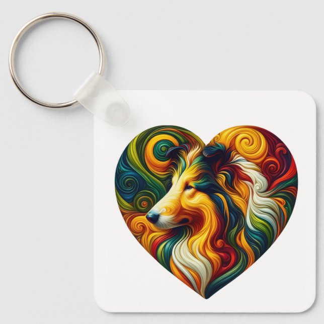 Porte-clés Collie Swirl et ColliesWithoutBorders (Recto)