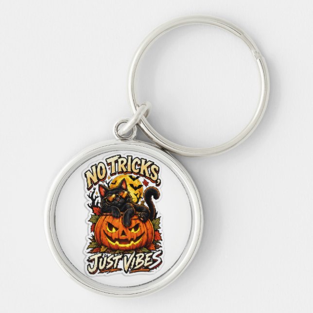 Porte-clés Collier de clés Halloween Chat Noir Pas de Tours J (Devant)