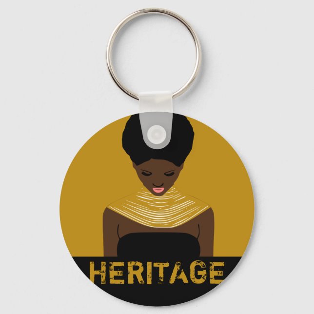 Porte-clés Collier tribal afro-noir femme noire Patrimoine AF (Recto)