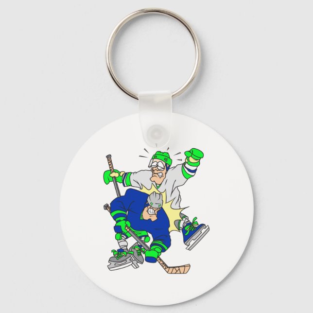 Porte-clés collision drôle de hockey sur glace graphique (Recto)
