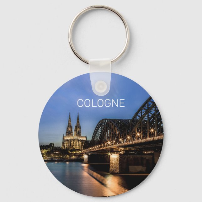 Porte-clés Cologne Cityscape Allemagne Dom Souvenir de nuit (Recto)