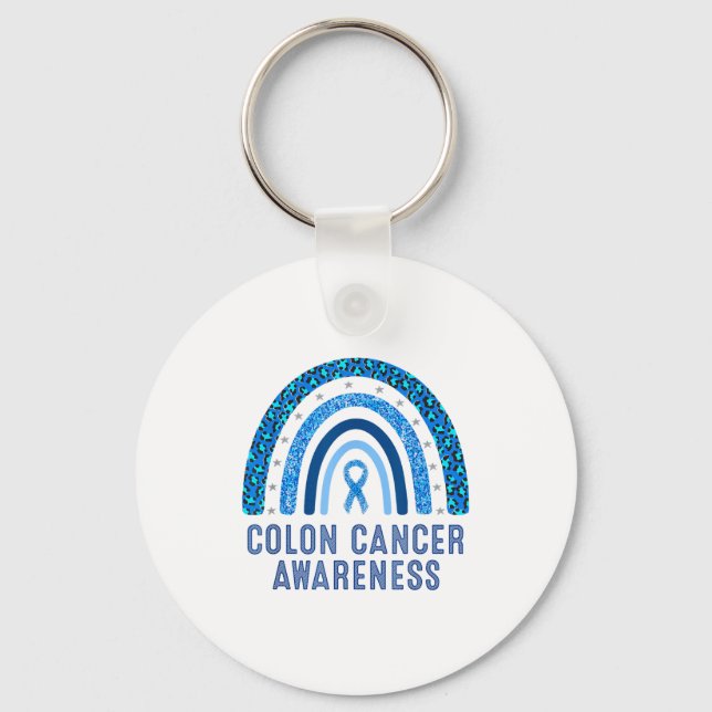 Porte-clés Colon Cancer Awareness Blue Ribbon Design (Recto)