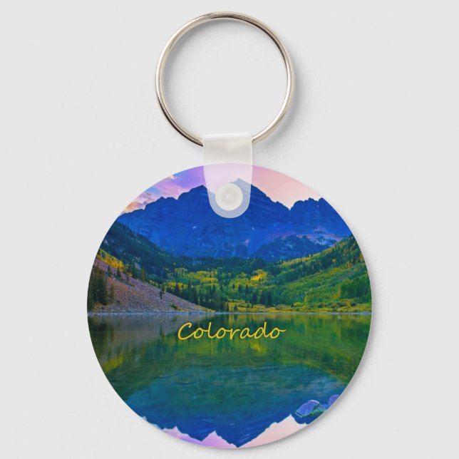 Porte-clés Colorado Montagnes Rocheuses et le lac (Recto)