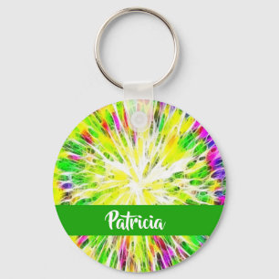 Porte-clés Colorant à cravate couleur nom personnalisé motif