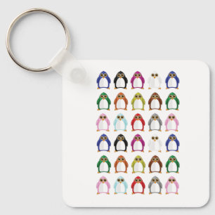 Porte-clés coloré à motif de manchot mignon Kawaii