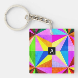 Porte-clés Coloré Moderne Géométrique Multicolore Monogramm