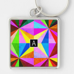 Porte-clés Coloré Moderne Multi-Coloré Géométrique   Monogram