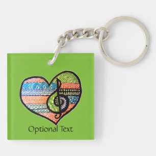 Porte-clés Coloré Rainbow Music Heart Doodle personnalisé
