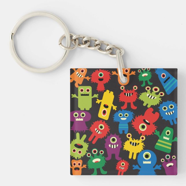 Porte-clés Colorful Fun Monsters Créatures Motif (Devant)