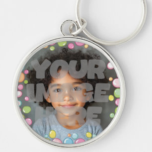 Porte-clés Colorful Fun Pastel Bubble Frame Bordure pour Phot