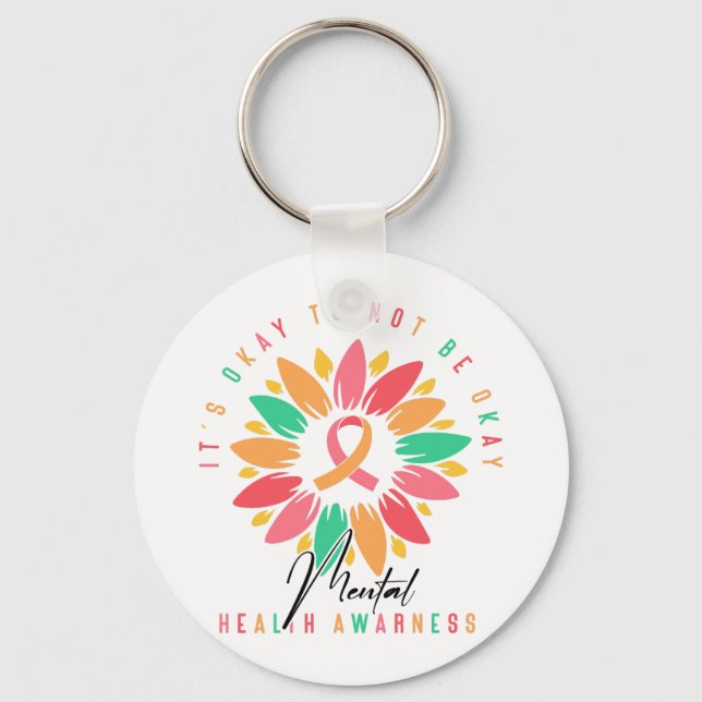 Porte-clés Colorful Mental Health Awareness Sunflower Ribbon (Recto)